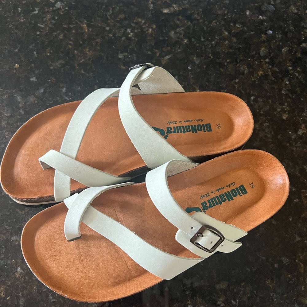 BioNatura Nubuck Leather sandals,pale lime EU39 US 8 Made in Italy